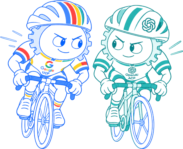 Team UCP and Team ACP cyclists racing side by side
